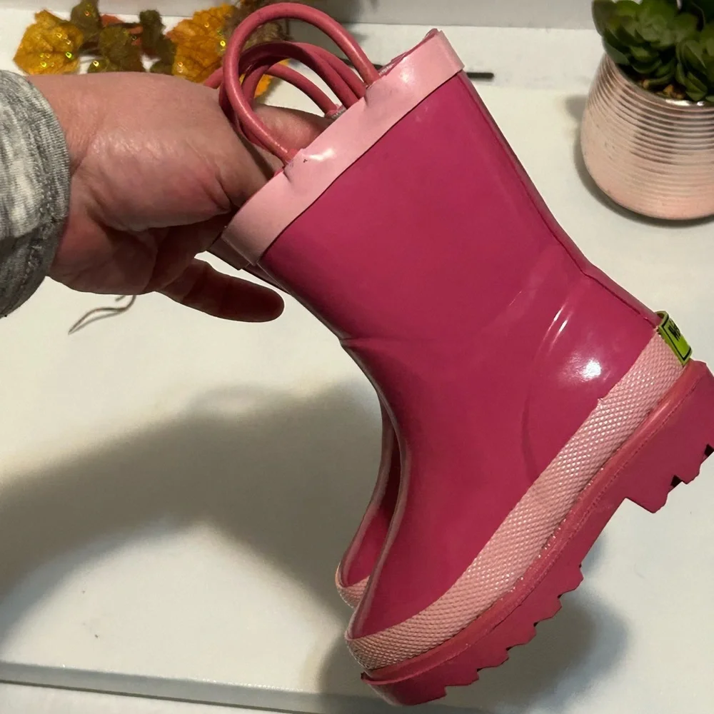 Western Chief Shiny Pink Kids Rain Boots